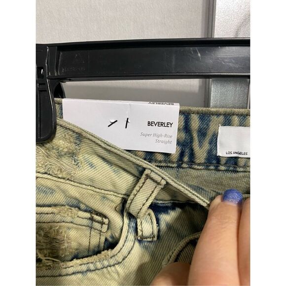 VERVET, Super High Rise Criss Cross Waistband Crop Straight Jeans, Olive new siz - Picture 6 of 11